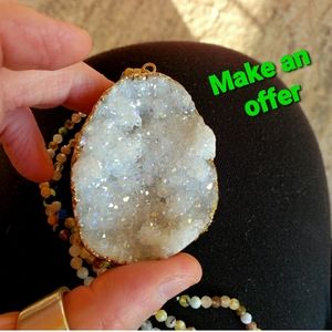 Necklace -Snow white Titanium Druzy Pendant